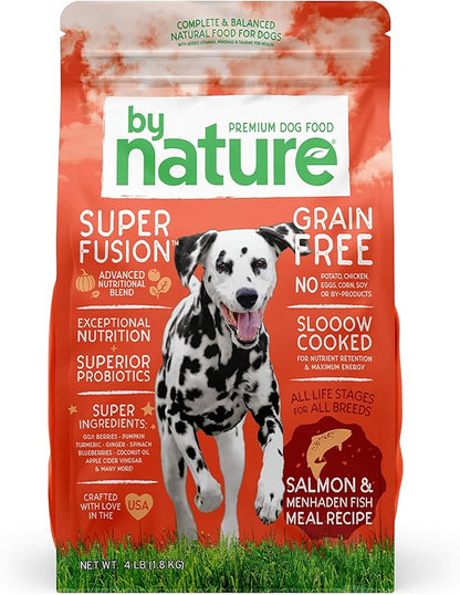 Grain Free Dog Food Made in USA [Grain Free Dry Dog Food with Superfood Ingredients for Food Sensitivities and Immune Health], Salmon & Menhaden Fish Meal Recipe, 4 lb. Bag