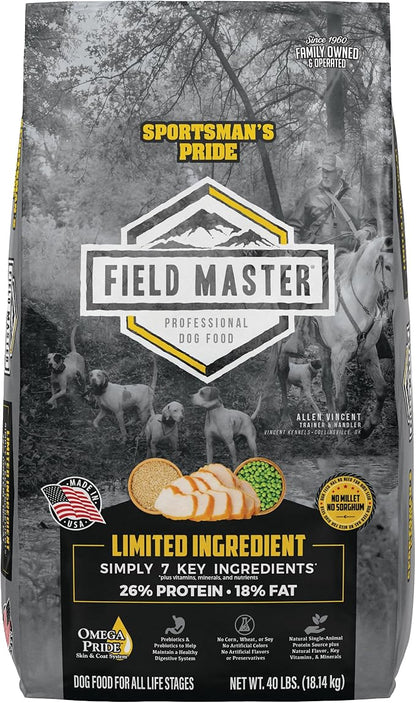 Field Master 26/18 Limited Ingredient Dry Dog Food, 40-lb Bag