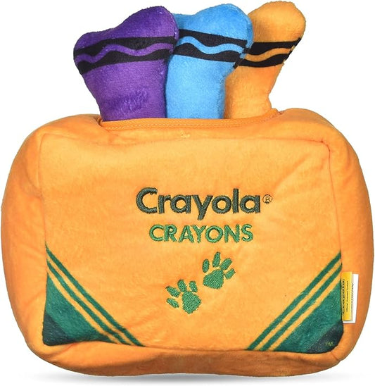 Crayola for Pets Crayon Burrow Toy Plush Squeaker Dog Toy, 8”, Pup-Visible Color Toys Dogs See Best, Burrow Style Dog Toy with 3 Removeable Plush Toys, Enrichment Dog Toys