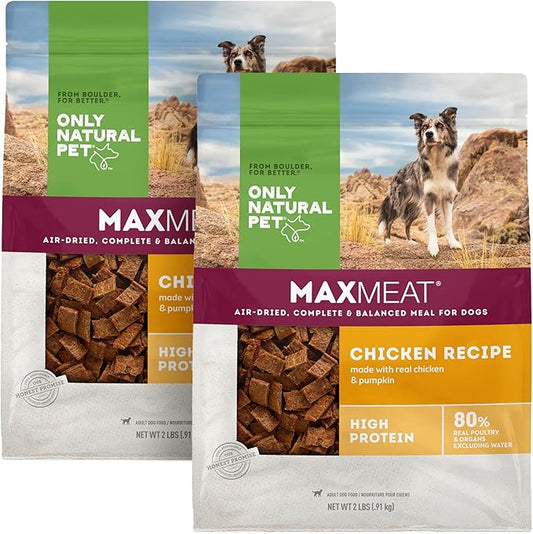 Only Natural Pet MaxMeat Holistic Air Dried Dry Dog Food - All Natural, High Protein, Grain Free and Limited Ingredient - Made with Real Meat - Chicken with Pumpkin & Parsley 2 lb
