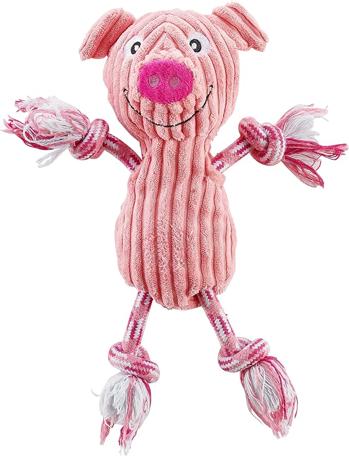 Charming Pet Ranch Roperz Pig Plush Squeaky Dog Toy