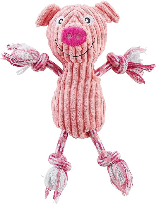 Charming Pet Ranch Roperz Pig Plush Squeaky Dog Toy