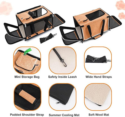 Dog Carry Bag for Puppy Pet Soft-Shell Portable Kennel Crate for 0-15 lbs Foldable Pomeranian Travel Cage Tea Cup Yorkie Carrier Purse Indoor Carrying Case Dog Supply Melon Tiny dog Melon