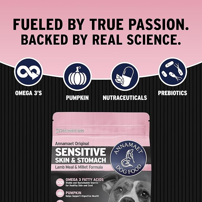 Annamaet Original Sensitive Skin & Stomach Dry Dog Food, (Lamb, Whitefish & Millet), 12-lb Bag