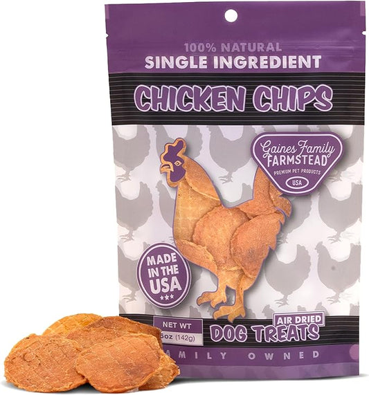 Gaines Family Farmstead Chicken Chips for Dogs, All-Natural, Grain-Free, Soy-Free, Dye-Free, Healthy Dog Treats for All Ages & Breeds, Puppies, Made in USA, 6 oz