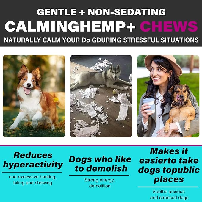 Hemp Calming Chews for Dogs, Dog Training & Behavior Aids, Dog Calming Treats, Natural Soothing Snacks Hemp + Valerian Root, Dog Anxiety Relief & Aggressive Behavior, 110PCS Calming Dog Treats, Beef