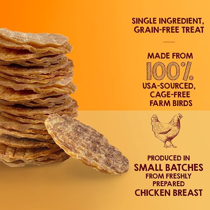 Riley's Waffles Chicken Chips for Dogs - USA Sourced Chicken Dog Treats Single Ingredient - Dehydrated Chicken Jerky for Dogs Made in USA Only - 16 oz