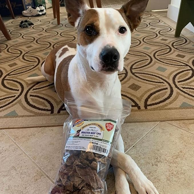 Beef Dog Treats – Made in USA Only – All Natural, Meaty Beef Tips – Premium Slow Roasted American Beef – Grass Fed, Farm Raised – Crunchy, Grain Free Training Treat, 8 Ounces