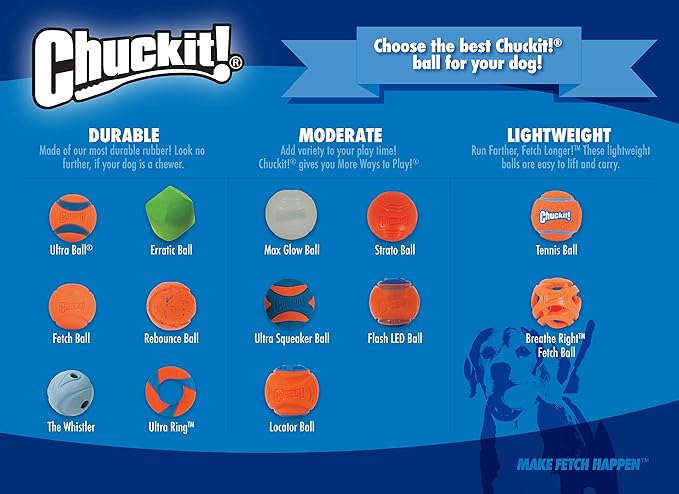 Chuckit Max Glow Ball Dog Toy, Medium (2.5 Inch Diameter) for Dogs 20-60 lbs, Pack of 2