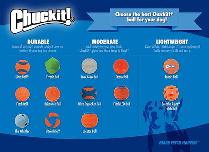 Chuckit Max Glow Ball Dog Toy, Medium (2.5 Inch Diameter) for Dogs 20-60 lbs, Pack of 2