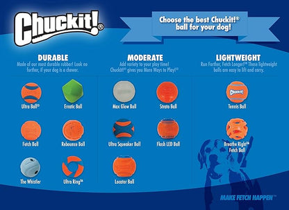 Chuckit! Max Glow Ball Dog Toy, Large (3 Inch Diameter) for Dogs 60-100 lbs, Pack of 1