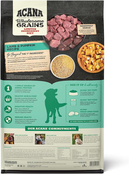 ACANA Wholesome Grains Dry Dog Food, Lamb & Pumpkin Recipe, 22.5lb