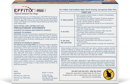 Effitix Plus Topical Solution for Dogs - Flea and Tick for Small Dogs (11-22.9lbs), 3 Doses, Waterproof Topical Prevention (by Virbac)