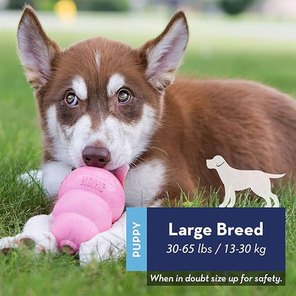 KONG Puppy - Natural Teething Rubber Chew Toy for Dogs - Stuffable Dog Toy for Extended Playtime - Chew & Fetch Toy for Puppies - for Large Puppies - Blue