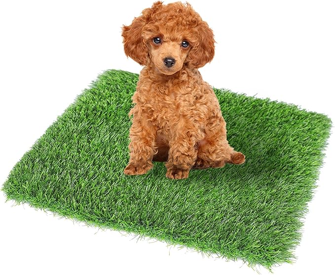 Dog Pee Grass Pads, 19" x 29" Puppy Turf Potty Training Tray, Thick & High Drainage Pets Fake Grass for Indoor Outdoor Use