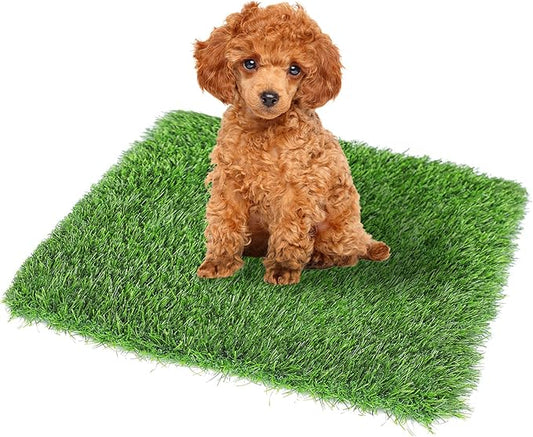 Dog Pee Grass Pads, 19" x 29" Puppy Turf Potty Training Tray, Thick & High Drainage Pets Fake Grass for Indoor Outdoor Use