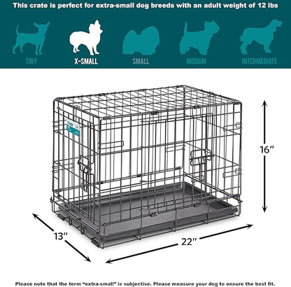 MidWest Homes for Pets Newly Enhanced Double Door iCrate Dog Crate, Includes Leak-Proof Pan, Floor Protecting Feet, Divider Panel & New Patented Features, Black