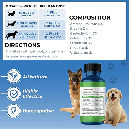 WALK-EASY Extra Strength Dog Joint Supplement – Natural Arthritis Pain Relief and Anti Inflammatory – Great for Large and Small Breeds - Easy to Use, no Taste or Smell (180 pills) (1 Pack)