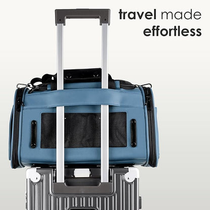 TSA Airline Approved PU Leather Luxury Pet Carrier - Size XS/S - for Small Dogs and Cats