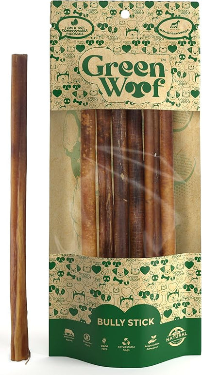 Bully Sticks (12 Inch), Easily Digestible 100% Pure Beef Treats, Pasture-Raised, Organic, Grain-Free, Durable and Long-Lasting Chews for Medium & Large Dogs (Extra Large, 6, Count)