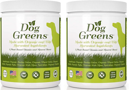 Organic Dog Multivitamin Supplement (12 oz) | Dog Greens Powder - Human Grade Superfoods, adds Essential Vitamins & Minerals to Balance a Homemade Diet, Kibble, Vegan or Raw Food (2 Pack)