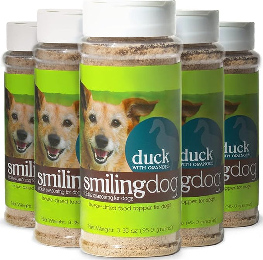 Herbsmith Kibble Seasoning – Freeze Dried Duck DIY Raw Coated Kibble Mixer - – Dog Food Topper for Picky Eaters [Bundle x5 Units]