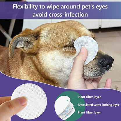 Pet Gentle Eye Wipes, 130 Count Universal Cat & Dog Grooming Wipes, Natural and Safe for Removing Dirt Crust and Discharge, Hypoallergenic for Ear, Body, Paw