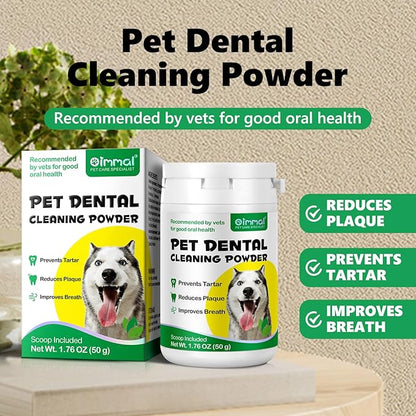 2 Pack Dog Teeth Cleaning Powder, Dog Breath Freshener, Dental Powder for Dogs Teeth with Probiotics Help Reduce Bad Breath, Plaque Tartar Remover, Dog Dental Powder for Small, Medium, Large Dogs 50g
