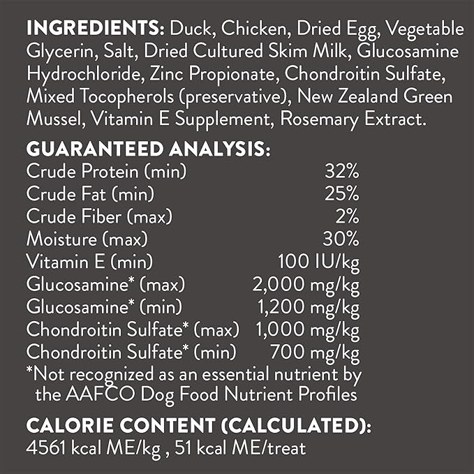 DOGSWELL Hip & Joint Dog Treats 100% Meaty, Grain Free, Glucosamine Chondroitin & Omega 3, Duck Soft Strips 10 oz