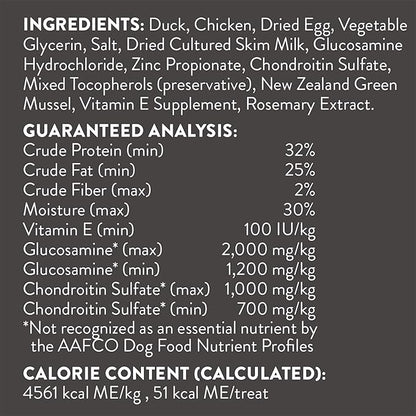 DOGSWELL Hip & Joint Dog Treats 100% Meaty, Grain Free, Glucosamine Chondroitin & Omega 3, Duck Soft Strips 10 oz