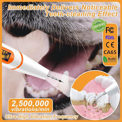 PAWZIDEA Ultrasonic Dog Tooth Cleaner 42kHz, Dog Plaque Remover for Teeth, Intelligent Tartar Remover for Dog Teeth Cleaning Kit, Canine/Cat Sonic Toothbrush Scaler Dental Care Tool, LED, Rechargeable