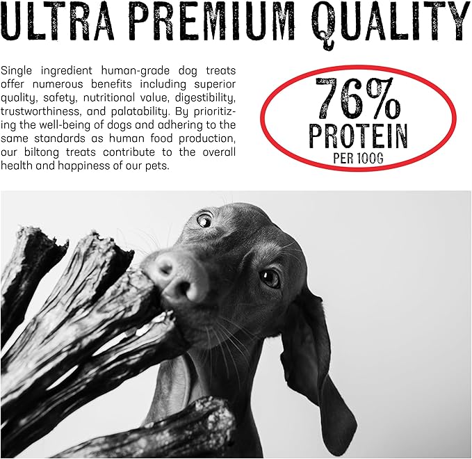 Biltong Style Venison Jerky Crunch Stix for Pets, Ultra Premium Single Ingredient All Natural Air Dried Dog Jerky Sticks, 8 oz