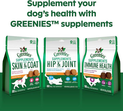 GREENIES Supplements Hip & Joint Supplements for Dogs With Glucosamine and Chondroitin, 80 Count Chicken-Flavor Soft Chews Dog Joint Supplements
