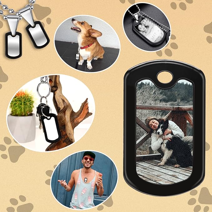 10 Pack Military Dog Tag Silencers, Military Engraved Dog Tag Silicone Case with 4 Chains Black Army Dog Tags Silencers for Authentic Military Id Tags Rubbers Case to Reduce Noise and Protect Tag