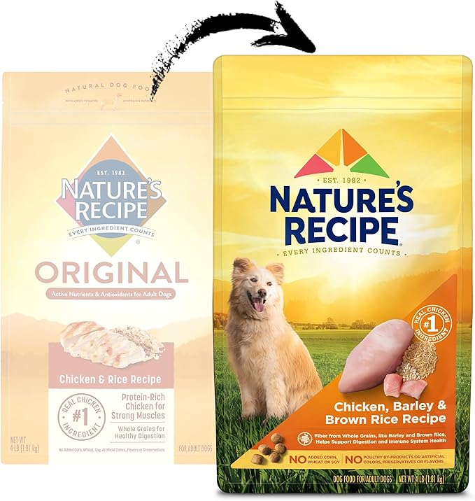 Nature′s Recipe Chicken, Barley & Brown Rice Recipe Dry Dog Food, 4 lb. Bag