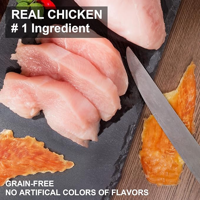 MON2SUN Chicken Jerky for Dogs Made with Real Chicken Breast Dog Snacks, High Protein & Grain Free Training Treats for Small Medium and Large Dogs (Chicken, 21 Ounce -Pack of 1)