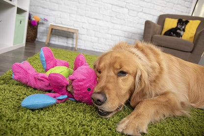 goDog Bubble Plush Dragons Squeaky Dog Toy, Chew Guard Technology - Pink, Extra Large