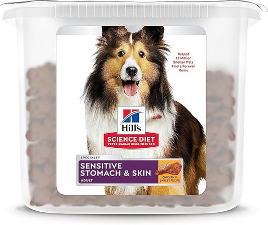 Hill's Science Diet Sensitive Stomach & Skin, Adult 1-6, Stomach & Skin Sensitivity Support, Dry Dog Food, Chicken & Barley, 17 lb Tub