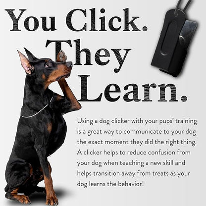 Black Dog Clicker with Necklace - Clickers for Pet Training - Dog Training & Behavior Aids Easy to Carry with You Anywhere - Teach Your Dog Tricks or Reward His Behavior