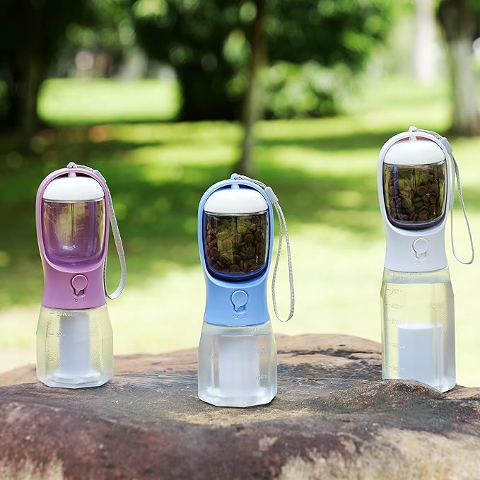 Dog Water Bottle with Food Container, Portable Pet Dog Water Dispenser for Outdoor Walking,Hiking,Travel,Puppy essentials,Puppy supplies,Replaceable Waste Bags