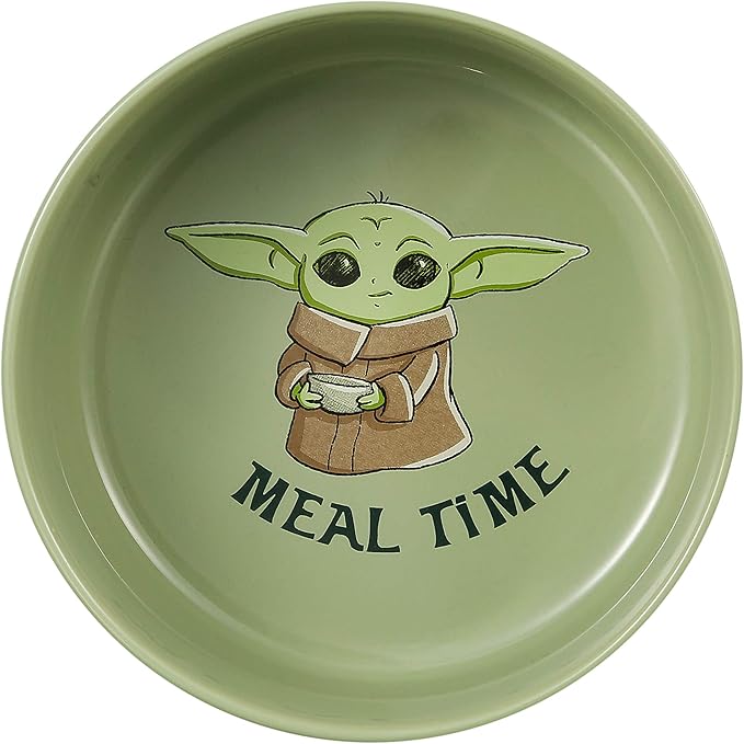 STAR WARS The Mandalorian Baby Yoda Ceramic Dog Bowl, 3.5 Cups | Meal Time Dog Food Bowl, Green Dog Bowl with Baby Yoda | Dog Water Bowl for Dry Food or Wet Food,1 Count (Pack of 1),FF16627