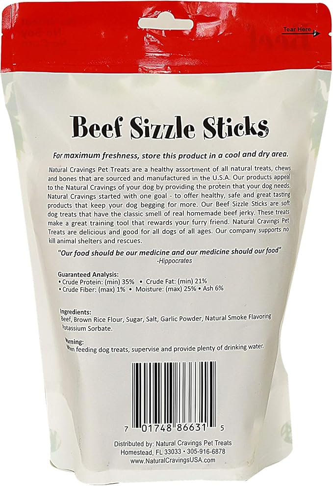 Sizzle Sticks Jerky Dog Treats | 12 oz. Bag | Product of USA - Smells Great | Beef