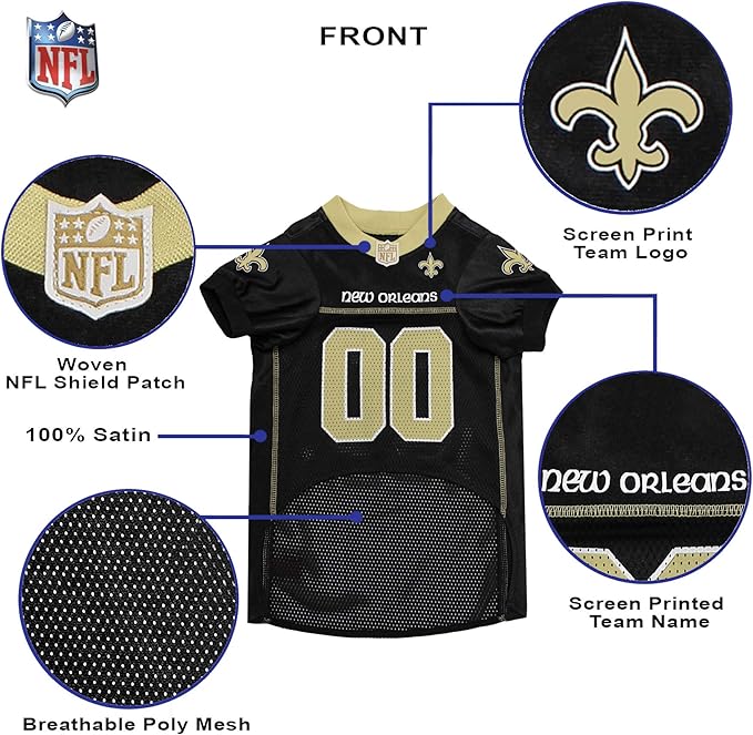 NFL New Orleans Saints Dog Jersey, Size: XX-Large. Best Football Jersey Costume for Dogs & Cats. Licensed Jersey Shirt