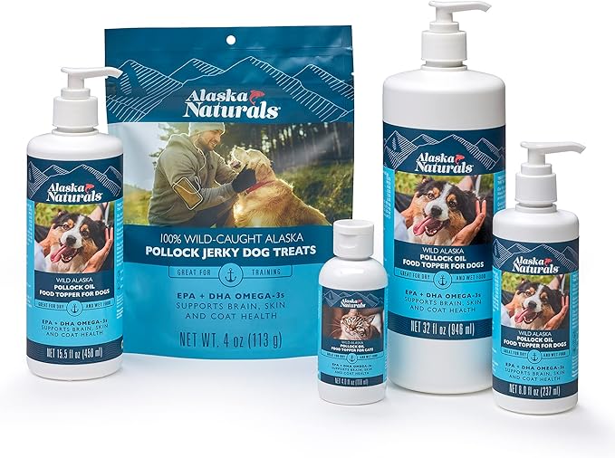 Alaska Naturals Dog Treats, Wild-Caught Pollock Jerky with Omega 3 to Support Healthy Skin & Shiny Coat, Gluten Free, Grain Free Training & Rewarding Dogs Treat, 4 oz