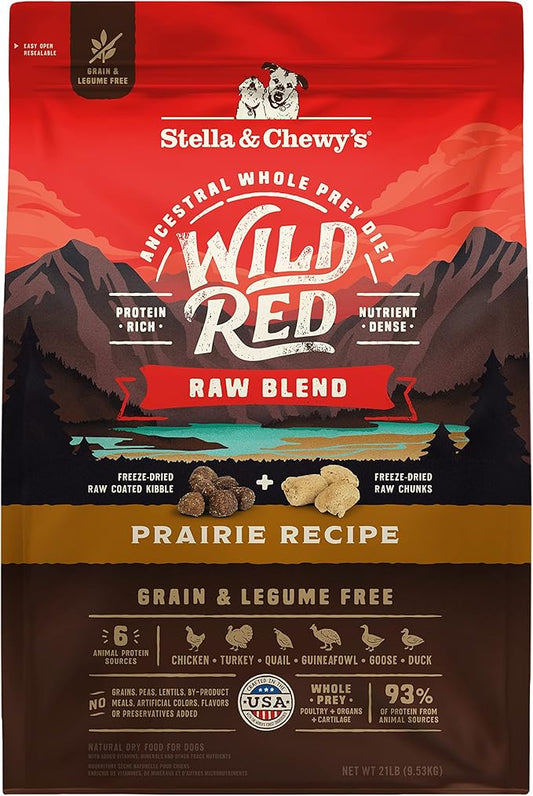 Stella & Chewy's Wild Red Dry Dog Food Raw Blend High Protein Grain & Legume Free Prairie Recipe, 21 lb. Bag