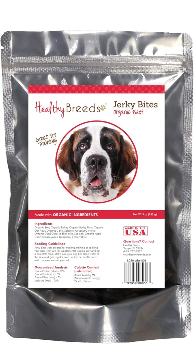 Healthy Breeds Saint Bernard Jerky Bites Beef Recipe Dog Treats 5 oz