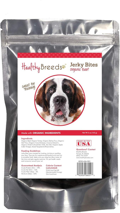 Healthy Breeds Saint Bernard Jerky Bites Beef Recipe Dog Treats 5 oz