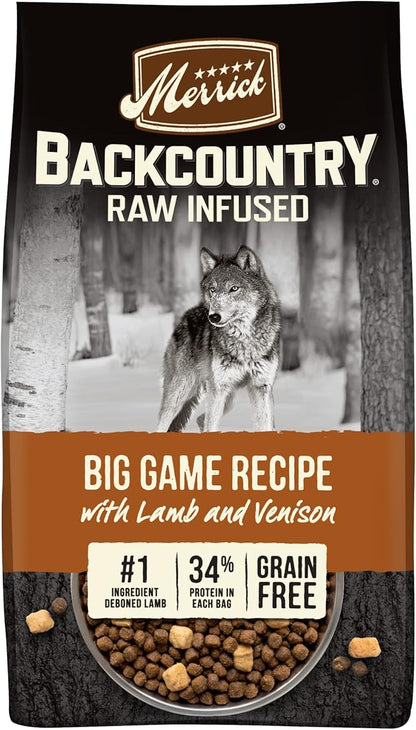 Merrick Backcountry Grain Free Dry Adult Dog Food, Kibble with Freeze Dried Raw Pieces, Big Game Recipe - 20.0 lb. Bag