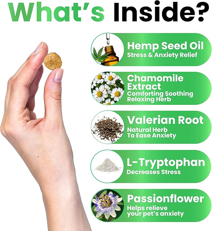 Hemp Calming Chews for Dogs - Dog Calming Chews - 170 Anxiety Relief Treats - Hemp Oil - Dog Calming Treats - Sleep Calming Aid - Advanced Calming Health Joint Support Supplement - Separation, Barking