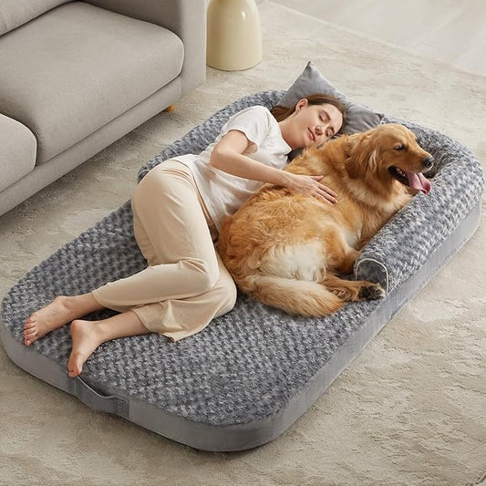Human Dog Bed for People Adults, Dog Bed for Humans Size Fits You and Pets, Washable Faux Fur Orthopedic Human Dog Bed for People,Dog Bed for Humans